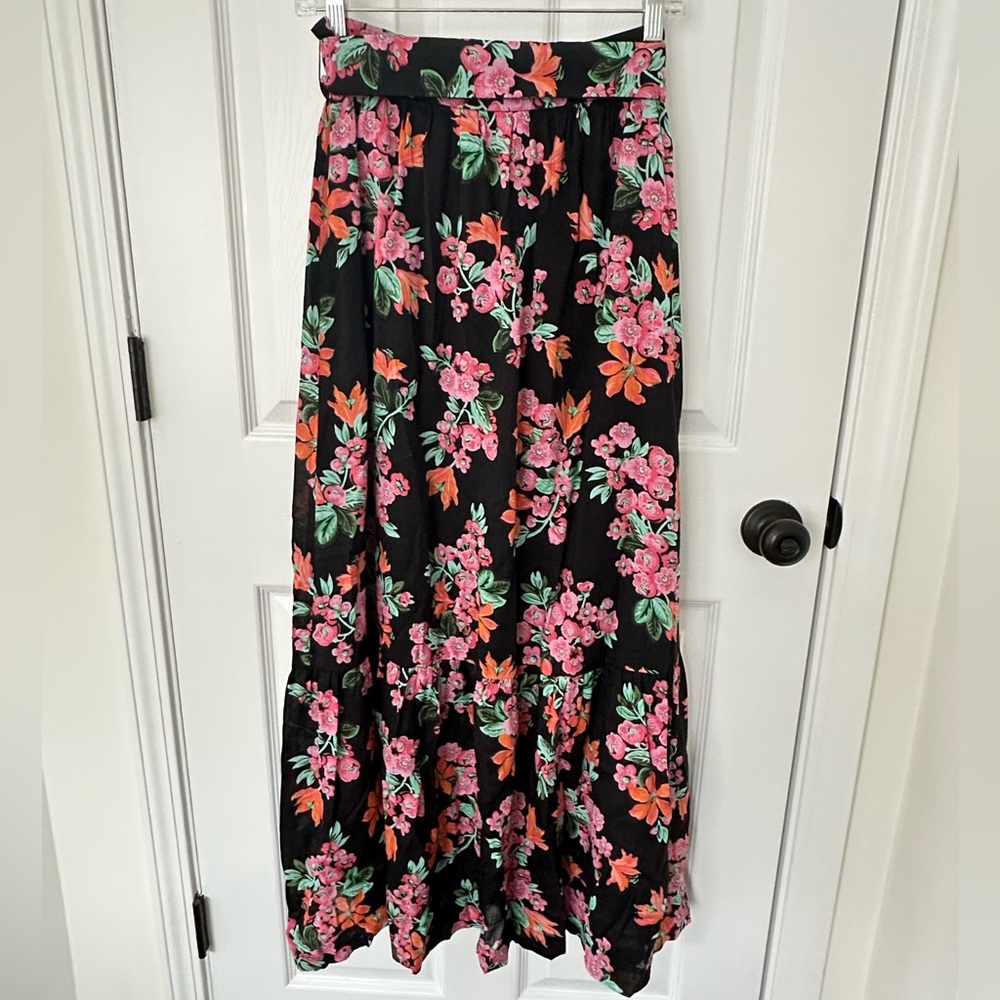 Ann Taylor Black Floral Maxi Skirt